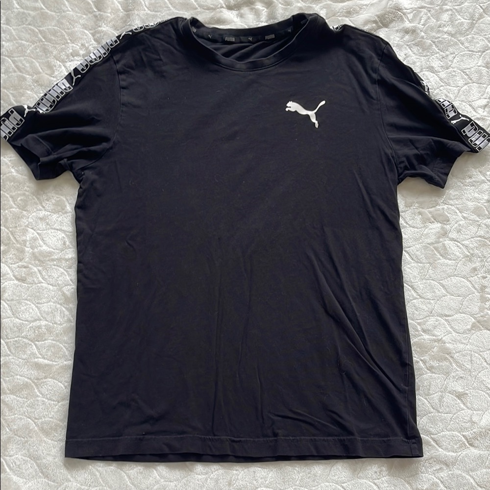 Puma Men's Black Tee with White Logo